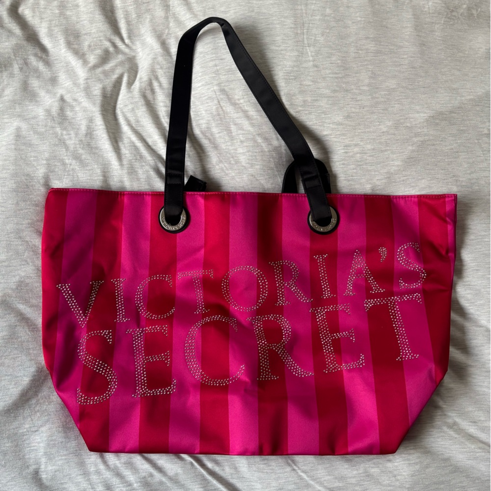 Victoria's Secret Bold Pink Striped Tote